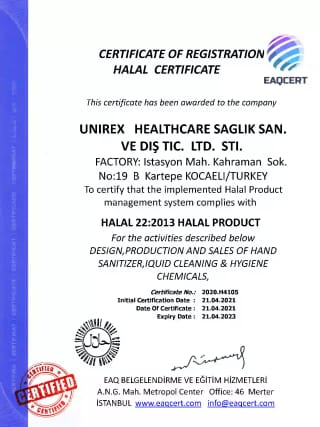 Halal Certificate №2020.H4105 — EAQCERT, Турция