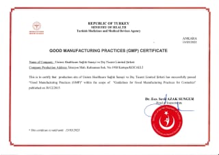 GMP Certificate — Министерство здравоохранения Турции